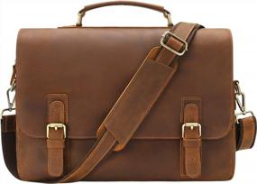 img 4 attached to Handcrafted Full Grain Leather Men'S Briefcase By Jack&Chris - Perfect For Business Travel With 15.6 Inch Laptop Compartment And Messenger Bag Functionality