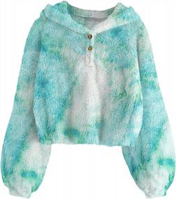 img 4 attached to Cute And Cozy: GAMISOTE Girl'S Oversized Tie-Dye Fleece Hoodies Perfect For 5-14 Years