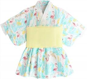 img 3 attached to Organic Cotton Japanese Kimono Robe Dress For Girls 1-7 Years - PAUBOLI