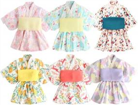 img 1 attached to Organic Cotton Japanese Kimono Robe Dress For Girls 1-7 Years - PAUBOLI