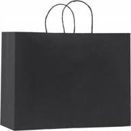100pcs sturdy black paper bags with handles - perfect for shopping, parties & merchandise! logo