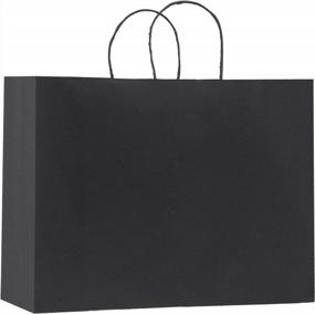 img 4 attached to 100Pcs Sturdy Black Paper Bags With Handles - Perfect For Shopping, Parties & Merchandise!