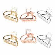 small metal hair claw clips 6 pack - catch barrette jaw clamp for women's thick hair half bun hairpins (silver + gold + rose gold) logo