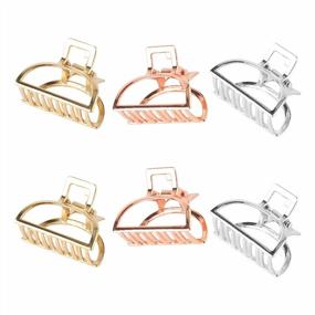 img 4 attached to Small Metal Hair Claw Clips 6 Pack - Catch Barrette Jaw Clamp For Women'S Thick Hair Half Bun Hairpins (Silver + Gold + Rose Gold)