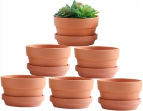 img 4 attached to Yishang 5-Inch Unglazed Terracotta Clay Pots With Drain Hole And Saucer - Ideal Ceramic Planters For Indoor/Outdoor Succulent And Cactus Plants