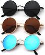 uv protection round metal polarized sunglasses for men and women - retro hippie circle style sun glasses logo