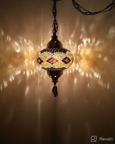 img 3 attached to (8 Colors) DEMMEX Turkish Moroccan Mosaic Swag Plug In Pendant Ceiling Hanging Light With 15Feet Cord Decorated Chain &Amp Lighting & Ceiling Fans