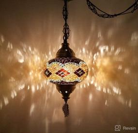 img 4 attached to (8 Colors) DEMMEX Turkish Moroccan Mosaic Swag Plug In Pendant Ceiling Hanging Light With 15Feet Cord Decorated Chain &Amp Lighting & Ceiling Fans