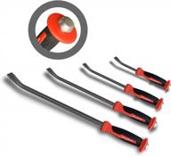get the job done with himapro's 4-piece heavy-duty angled prybar set - industrial grade steel construction, strike caps, and hand protection mechanism included! logo