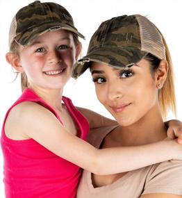 img 2 attached to Funky Junque Mother Daughter Baseball Cap Bundle: Style Hair Up Or Down With Criss Cross & Mesh Back Design