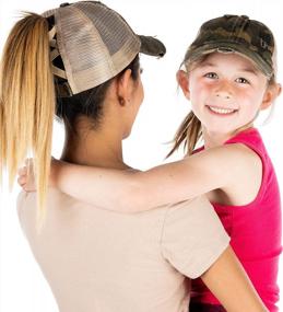 img 3 attached to Funky Junque Mother Daughter Baseball Cap Bundle: Style Hair Up Or Down With Criss Cross & Mesh Back Design
