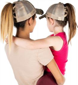 img 1 attached to Funky Junque Mother Daughter Baseball Cap Bundle: Style Hair Up Or Down With Criss Cross & Mesh Back Design