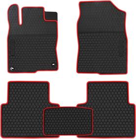 img 4 attached to Premium Custom Fit Car Rubber Floor Mat for Honda Civic 10th Gen - Black/Red, Heavy Duty, All Weather Protection