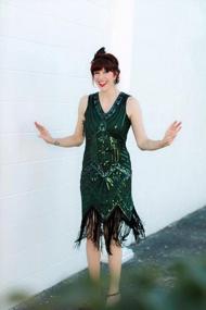 img 2 attached to Bring On The Roaring Twenties With Metme'S Stunning Flapper Dress For Prom - V-Neck, Beaded, And Fringed To Perfection!