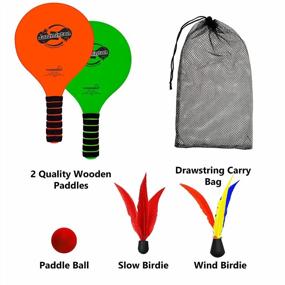 img 2 attached to Jazzminton Lite: All-Season Family & Friends Paddle Game For Kids And Adults - 2 Paddles, 2 Birdies, 1 Ball!