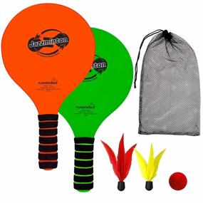 img 4 attached to Jazzminton Lite: All-Season Family & Friends Paddle Game For Kids And Adults - 2 Paddles, 2 Birdies, 1 Ball!