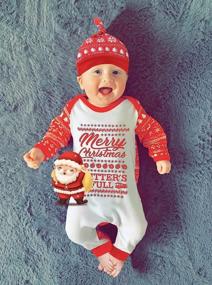 img 2 attached to 👶 Adorable ROYLAMP Newborn Baby My First Christmas Outfits: Striped Button Romper with Hat for Boys and Girls