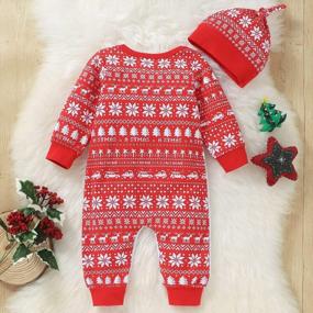 img 1 attached to 👶 Adorable ROYLAMP Newborn Baby My First Christmas Outfits: Striped Button Romper with Hat for Boys and Girls