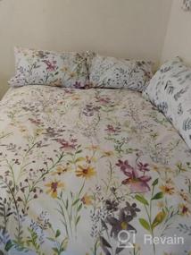 img 7 attached to Queen Size Pink Gray Green Floral Branches Flower Leaf Print Duvet Cover Bedding Set With 2 Pillowcases - Brandream Garden Style Reversible Purple Collection