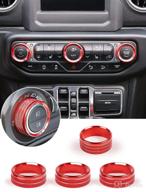 🔴 savadicar hvac climate control panel knob trim kit & light control switch cover, air conditioner knob aluminum alloy ring for 2018-2022 jeep wrangler jl jlu & gladiator jt, interior accessories, red - enhanced seo logo