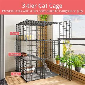 img 3 attached to Eiiel 3-Tier Indoor Cat Cage and Playpen - Detachable Metal Wire Kennels for 1-2 Cats in Black, 2Lx2Wx3H Size