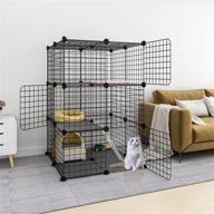 eiiel 3-tier indoor cat cage and playpen - detachable metal wire kennels for 1-2 cats in black, 2lx2wx3h size логотип