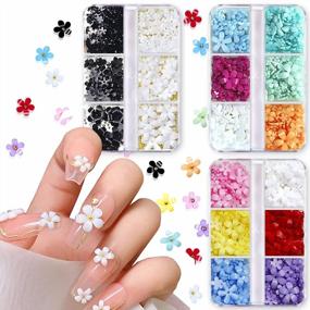 img 4 attached to 500PCS AddFavor 3D Flower Nail Charms: стильные цветные драгоценные камни из акриловой смолы для потрясающих ногтей своими руками