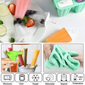 img 2 attached to Amurgo Popsicle Molds 6 Cavities Silicone Ice Pop Molds, Reusable Easy Release Ice Popsicle Maker Mold BPA Free Ice Cream Mold With 50 Popsicle Bags, Silicone Funnel, Cleaning Brush