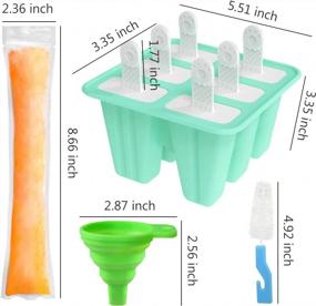 img 3 attached to Amurgo Popsicle Molds 6 Cavities Silicone Ice Pop Molds, Reusable Easy Release Ice Popsicle Maker Mold BPA Free Ice Cream Mold With 50 Popsicle Bags, Silicone Funnel, Cleaning Brush