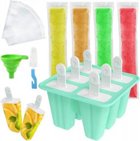 img 4 attached to Amurgo Popsicle Molds 6 Cavities Silicone Ice Pop Molds, Reusable Easy Release Ice Popsicle Maker Mold BPA Free Ice Cream Mold With 50 Popsicle Bags, Silicone Funnel, Cleaning Brush