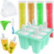 amurgo popsicle molds 6 cavities silicone ice pop molds, reusable easy release ice popsicle maker mold bpa free ice cream mold with 50 popsicle bags, silicone funnel, cleaning brush logo