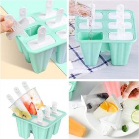 img 1 attached to Amurgo Popsicle Molds 6 Cavities Silicone Ice Pop Molds, Reusable Easy Release Ice Popsicle Maker Mold BPA Free Ice Cream Mold With 50 Popsicle Bags, Silicone Funnel, Cleaning Brush
