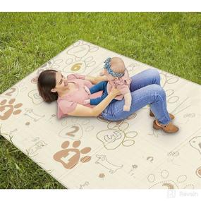 img 3 attached to 🐾 Dream On Me Play Time Reversible: Extra Large Waterproof Baby Play Mat for Toddlers - Thick Foam Crawling Playmats with Happy Animals Footprint Design - Foldable & Portable Indoor/Outdoor Playmat for Yoga, Picnics, and Games