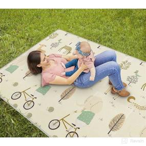 img 2 attached to 🐾 Dream On Me Play Time Reversible: Extra Large Waterproof Baby Play Mat for Toddlers - Thick Foam Crawling Playmats with Happy Animals Footprint Design - Foldable & Portable Indoor/Outdoor Playmat for Yoga, Picnics, and Games