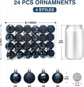 img 3 attached to Set Of 24 Navy Blue Mini Shatterproof Christmas Tree Ornaments - 1.57 Inches - Ideal For Holiday Decorations By Aitsite
