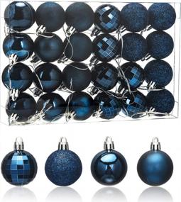 img 4 attached to Set Of 24 Navy Blue Mini Shatterproof Christmas Tree Ornaments - 1.57 Inches - Ideal For Holiday Decorations By Aitsite