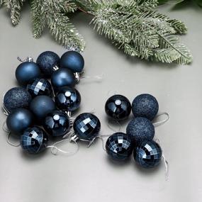 img 1 attached to Set Of 24 Navy Blue Mini Shatterproof Christmas Tree Ornaments - 1.57 Inches - Ideal For Holiday Decorations By Aitsite