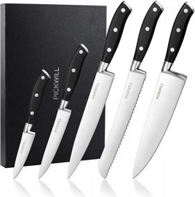 img 4 attached to Совершенствуйте свои кулинарные навыки с набором ножей шеф-повара PICKWILL'S из 5 предметов из высокоуглеродистой нержавеющей стали