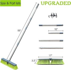 img 3 attached to 🧹 PHYEX 18" Push Broom: Adjustable Long Handle, 55" Length - Ideal for Deck, Patio, Garage, Driveway Cleaning