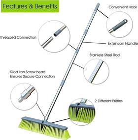 img 2 attached to 🧹 PHYEX 18" Push Broom: Adjustable Long Handle, 55" Length - Ideal for Deck, Patio, Garage, Driveway Cleaning