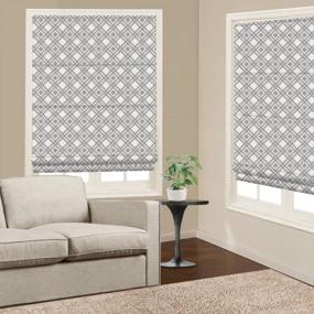 img 4 attached to Customizable Grey Geometric Fabric Roman Shades - Premium Blackout Window Blinds For Windows, Doors, French Doors, And Kitchen Windows - Washable Roman Shades