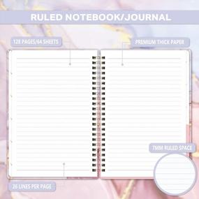 img 2 attached to Lined Notebook/Journal With Thick Paper, 6.3" X 8.4", Twin-Wire Binding, Elastic Closure, Inner Pocket - 128 Pages/64 Sheets For College Office Home