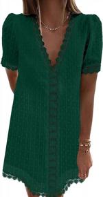 img 4 attached to Женское летнее платье в горошек со швейцарским кружевом и V-образным вырезом, с коротким рукавом, повседневное