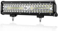 12 inch led light bar - triple row spot flood combo beam 30000 lm off road driving lights for utv atv jeep truck boat | ip68 waterproof & 2 year warranty | lite-way logo