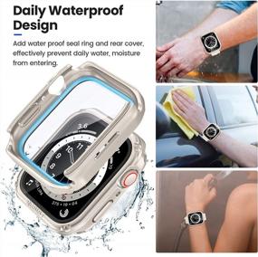 img 1 attached to Apple Watch Series 8/7 41Mm Screen Protector 2 In 1 Waterproof Rugged Case, 360 Protective Glass Face Cover Hard PC Bumper + Back Frame For IWatch 7 8 Accessories - Starlight