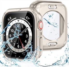img 4 attached to Apple Watch Series 8/7 41Mm Screen Protector 2 In 1 Waterproof Rugged Case, 360 Protective Glass Face Cover Hard PC Bumper + Back Frame For IWatch 7 8 Accessories - Starlight
