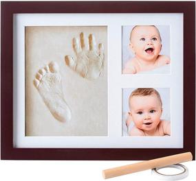 img 4 attached to Little Hippo Baby Hand & Footprint Kit: Non-Toxic Clay Picture Frame Ornament For Keepsake Box & Photo Frames - Perfect Newborn Christmas Gift!