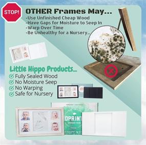 img 1 attached to Little Hippo Baby Hand & Footprint Kit: Non-Toxic Clay Picture Frame Ornament For Keepsake Box & Photo Frames - Perfect Newborn Christmas Gift!