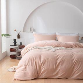 img 1 attached to ROOMLIFE Pre-Washed Blush Pink Duvet Cover Queen Peach Pink Boho Bedding Queen Size Soft Cozy Bedroom Quilt Cover 3 Pcs Comfy Bed Set (1 Light Pink Comforter Cover +2 Pillowcases)
