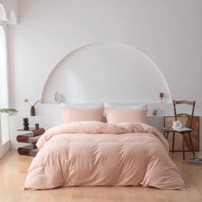 img 4 attached to ROOMLIFE Pre-Washed Blush Pink Duvet Cover Queen Peach Pink Boho Bedding Queen Size Soft Cozy Bedroom Quilt Cover 3 Pcs Comfy Bed Set (1 Light Pink Comforter Cover +2 Pillowcases)